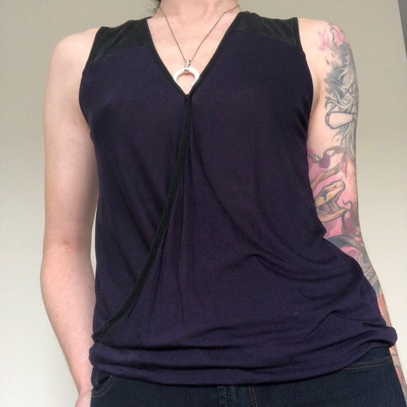 Faux Wrap Sleeveless Blouse Silk luxx tank - Picture 2 of 12